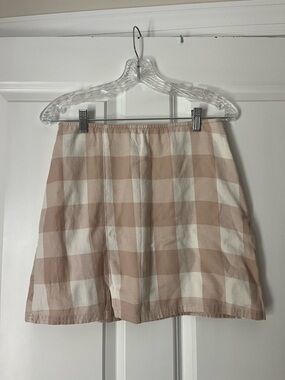 American Eagle Outfitters Beige and White Check A-Line Skirt